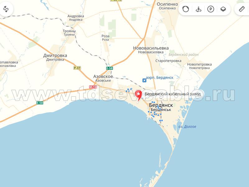 Расположение Бердянского кабельного завода на карте»